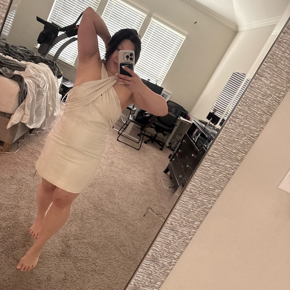 Elegant Cream One-Shoulder Dress commense medium